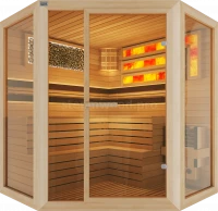 Четырехместная угловая финская сауна Comfort из кедра