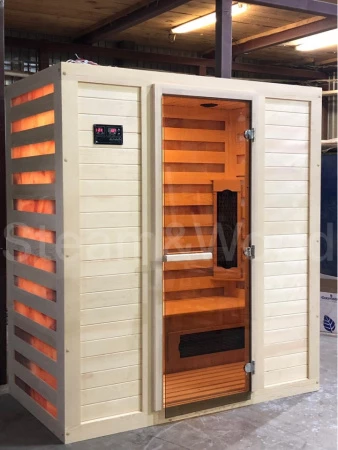 Трехместная угловая соляная сауна Comfort из кедра с инфракрасными излучателями