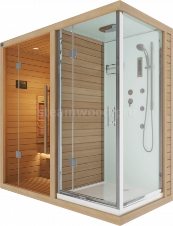 Одноместная инфракрасная сауна Luxury из кедра с керамическими излучателями с Душевой кабиной