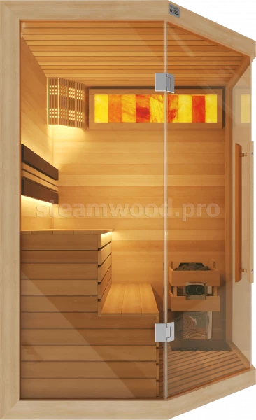 Двухместная угловая финская сауна Luxury из кедра