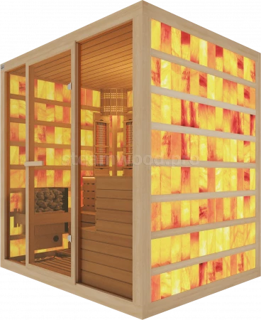 Четырехместная комбинированная соляная сауна Comfort из кедра